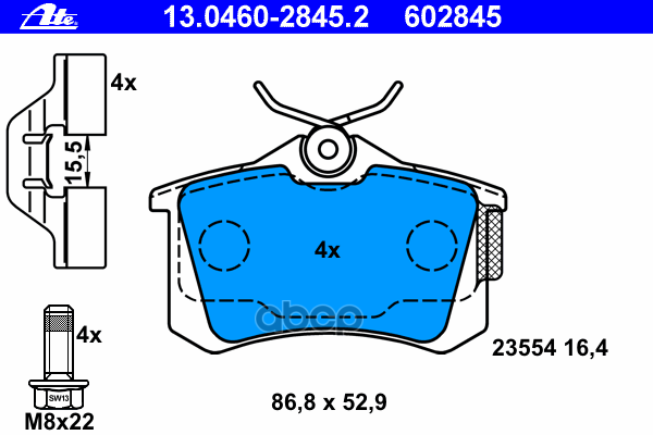 Колодки Тормозные Дисковые Задн, Renault: Avantime 2.0 16V Turbo/2.2 Dci/3.0 V6 01-03, Clio Grandtour 1.2 16V/1.2 16V Hi-Flex...