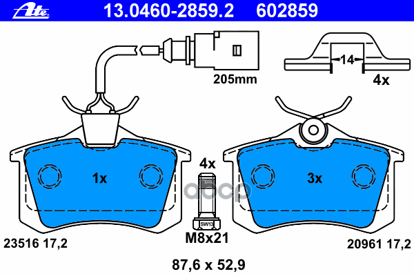 Колодки Тормозные Дисковые Задн, Ford: Galaxy 1.9 Tdi 95-06  Seat: Alhambra 1.8 T 20V/1.9 Tdi/2.0 Tdi/2.0 I 96-10  Vw: Sharan...