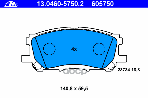 Колодки Тормозные Дисковые Передн, Lexus: Rx 3.3/3.3 Awd/300/350/350 Awd/400H/400H Awd 03-08 Ate арт. 13.0460-5750.2
