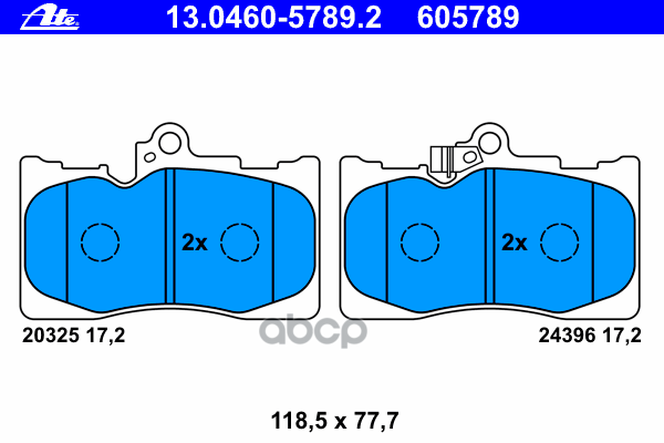 Колодки Тормозные Дисковые Передн, Lexus: Gs 250 12-, Gs 3.0/300/350/350 Awd/4.3 Vvti/430/450H/460 05-11 Ate арт. 13.0460-5789.2