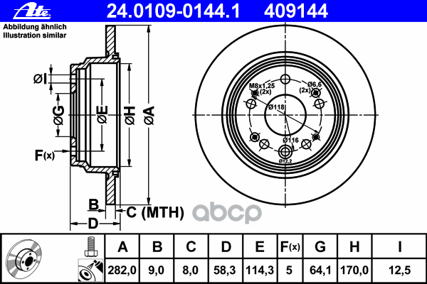 Диск Тормозной Задн, Honda: Cr-V Ii 2.0/2.4 Vtec 01-06 Ate арт. 24.0109-0144.1