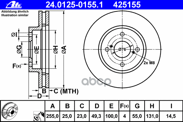 Диск Тормозной Передн, Toyota: Corolla 1.4 Vvt-I/1.6 Vvt-I/1.8 Vvtl-I Ts/1.8 Vvti 01-07, Corolla Verso 1.4 Vvt-I/1.6 Vvt-I 01...
