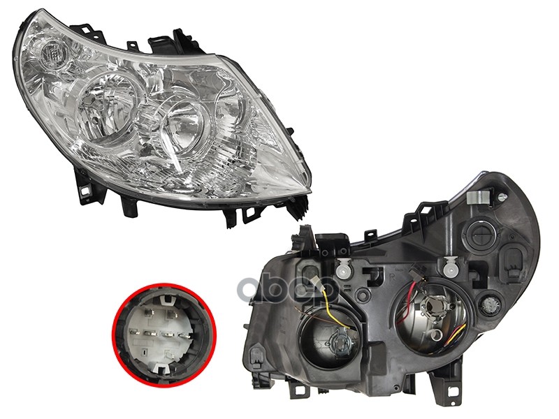 Фара Peugeot Boxer 06-14 / Citroen Jumper 06-14 (Справа/ С электрокорректором/ 7 контактов) Ayfar арт. 505206