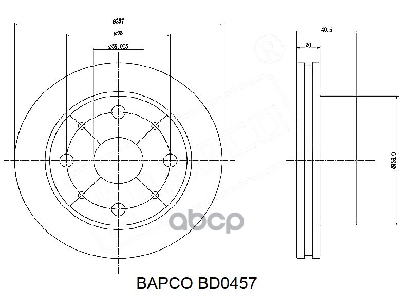 Диск тормозной передний вентилируемый BD0457, BD0457 BAPCO арт. BD0457