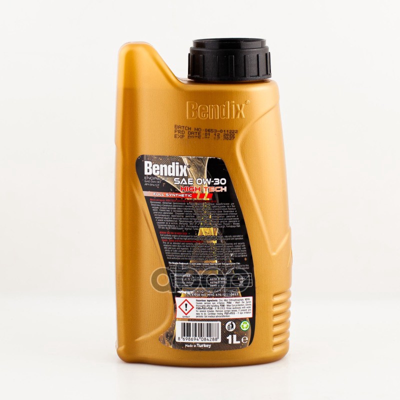 BENDIX Масло моторное 1л.  синтетика BENDIX HIGH TECH C2/C3 0W-30 API SN/CF ACEA C2/C3  VW504.00/507.00  MB