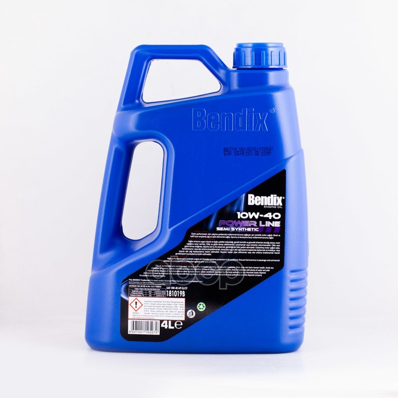 BENDIX Масло моторное 4л.  полусинтетика BENDIX POWER LINE SAE 10W-40 API SL/CF ACEA A3/B4 MB229.1 VW 501.0