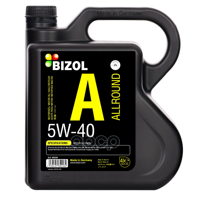 BIZOL Масло Моторное Bizol Allround 5W-40  4Л