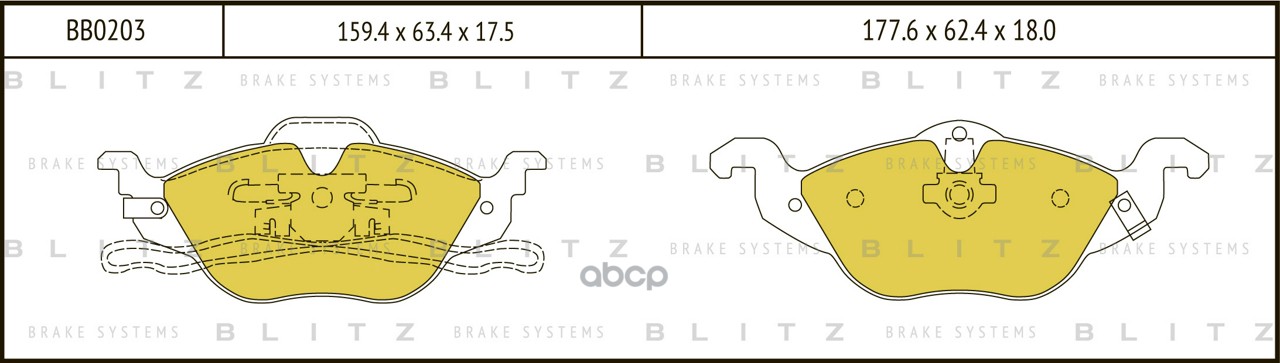 Колодки тормозные дисковые передние OPEL Astra 98- BB0203 Blitz арт. BB0203