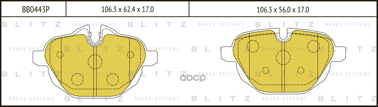 Колодки тормозные дисковые задние BMW 5(F10,F11)/ X3(F25)/ X4(F26)/ Z4(E89) 09- BB0443P Blitz арт. BB0443P