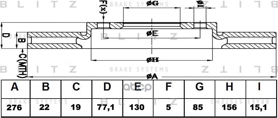Диск тормозной передний вентилируемый MERCEDES Sprinter 95-VW LT 96- BS0151 Blitz арт. BS0151