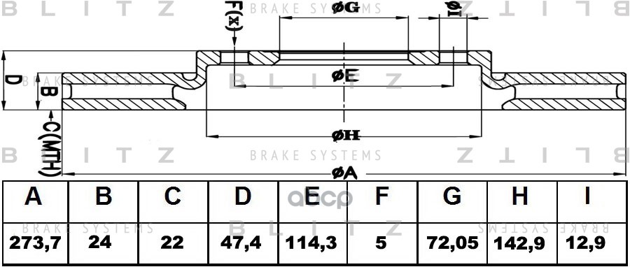 Диск тормозной передний вентилируемый MAZDA 323/626/6/Premacy 98- BS0171 Blitz арт. BS0171