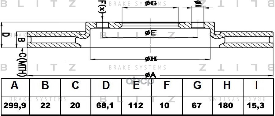Диск тормозной задний вентилируемый Blitz арт. BS0172