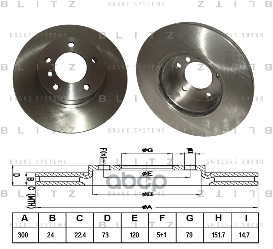 Диск тормозной передний вентилируемый BMW 3(E90,E91) 05- BS0214 Blitz арт. BS0214