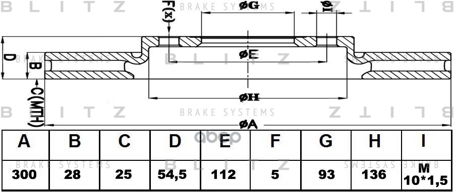 Диск тормозной передний вентилируемый FORD Transit 06- BS0239 Blitz арт. BS0239