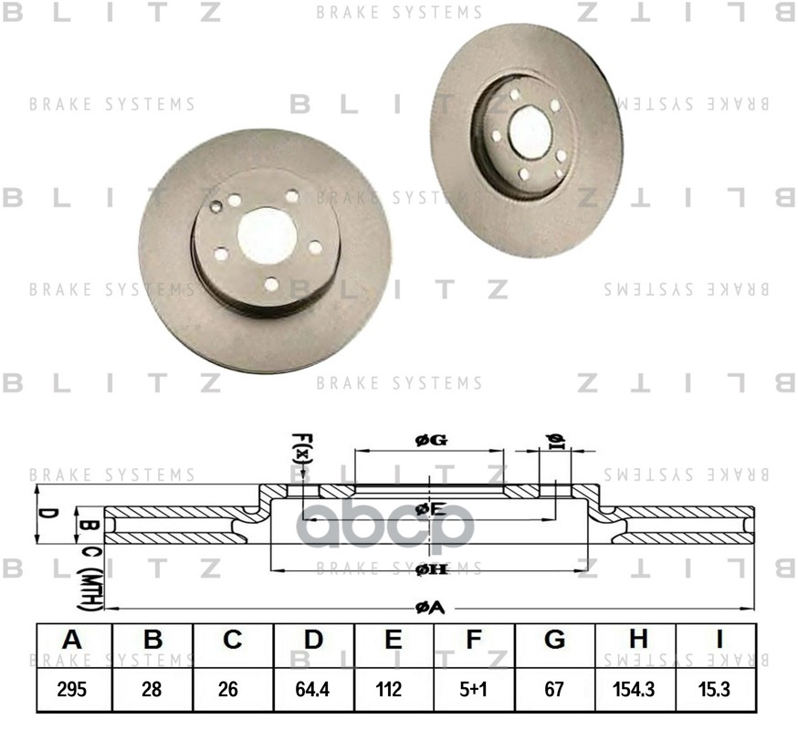 Диск тормозной передний вентилируемый Blitz арт. BS0247