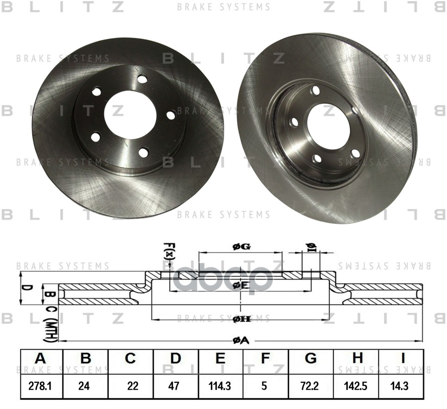 Диск тормозной передний вентилируемый FORD Maverick 00-MAZDA Tribute 00- BS0314 Blitz арт. BS0314