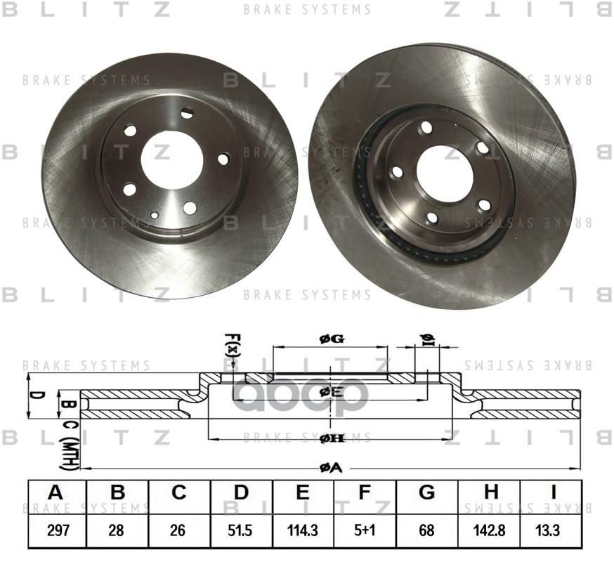 Диск тормозной передний вентилируемый MAZDA 6/CX-5 11- BS0348 Blitz арт. BS0348