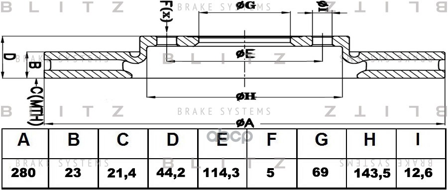 Диск тормозной передний KIA Cee'd 12- BS0456 Blitz арт. BS0456