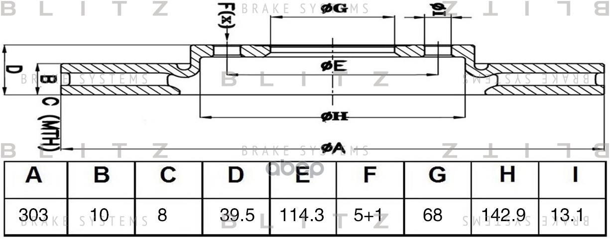 Диск тормозной задний MAZDA CX-5 11- BS0476 Blitz арт. BS0476