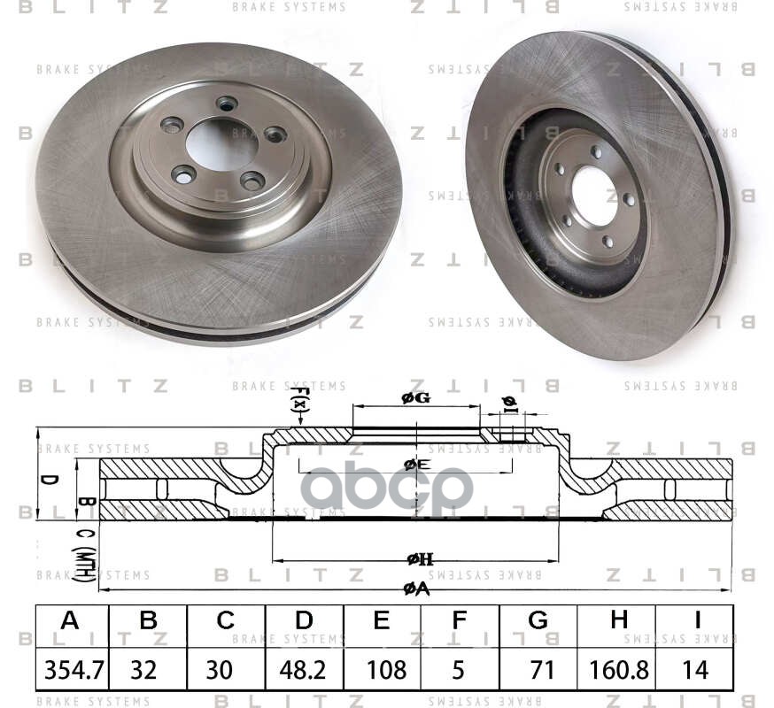 Диск тормозной передний вентилируемый Blitz арт. BS0608