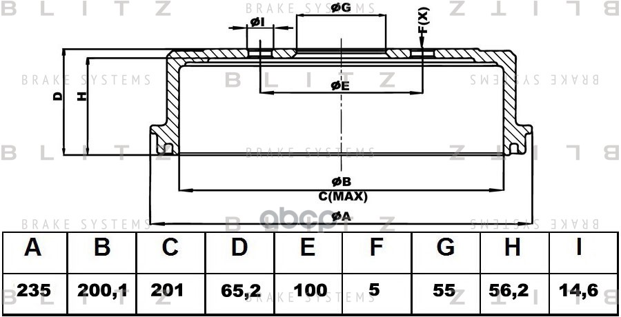 Барабан тормозной TOYOTA Сarina E 92- BT0114 Blitz арт. BT0114