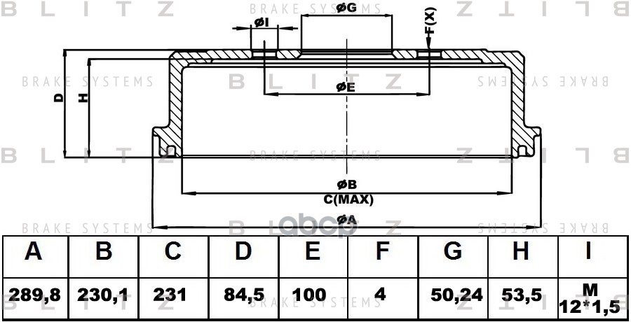 Барабан тормозной Blitz арт. BT0115