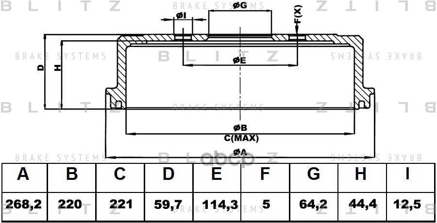 Барабан тормозной Blitz арт. BT0120