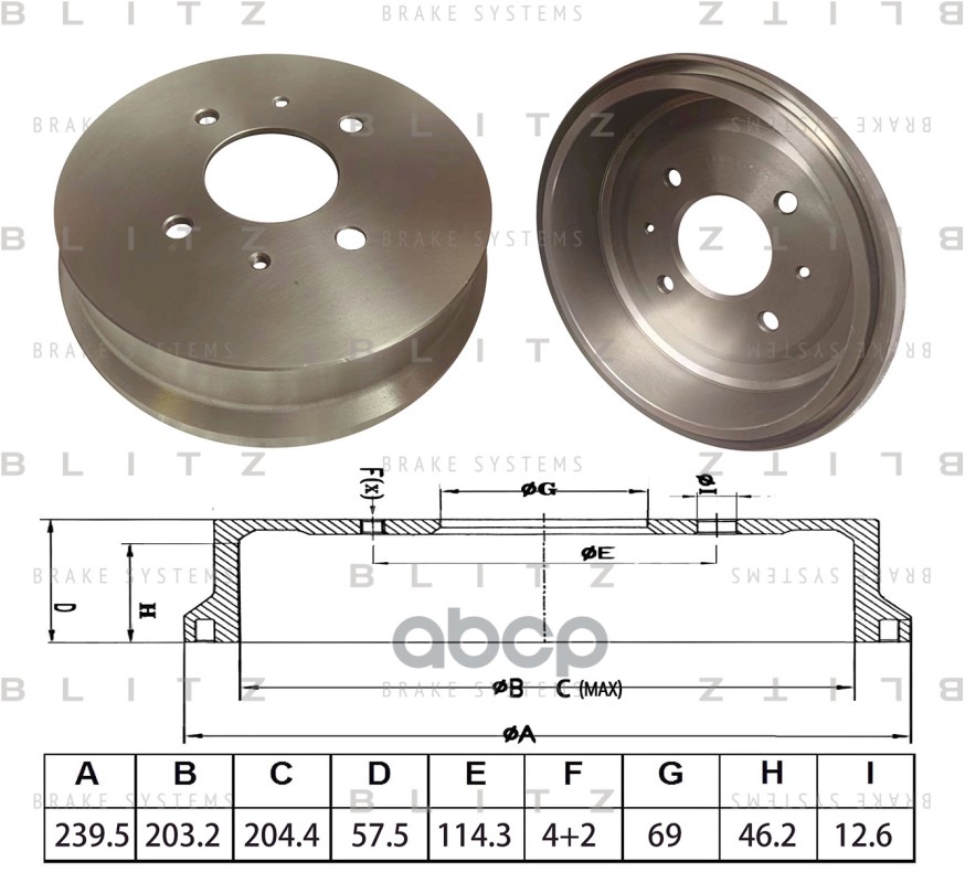 Барабан тормозной Blitz арт. BT0158