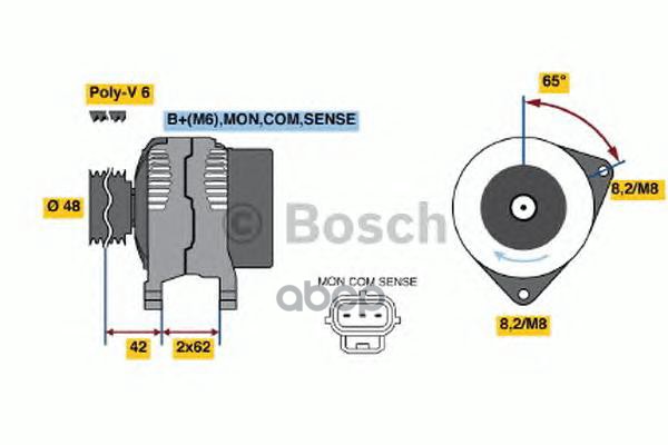Генератор 14 v  80 a Bosch арт. 0986044671