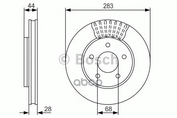 Диск тормозной передний NISSAN Leaf I/II/NV 200 /Vent D=283mm BOSCH 0 986 479 091 Bosch арт. 0 986 479 091