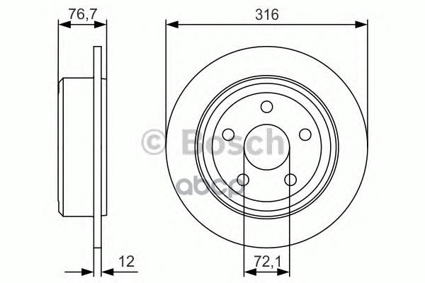 Диск Тормозной Задн Jeep: Wrangler Ii (Tj) 2.8 Crdi 96-08, Wrangler Iii (Jk) 2.8 Crd/3.8 07- Bosch арт. 0986479R08