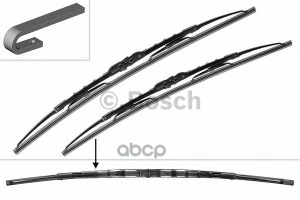 Щетки стеклоочистителя каркасные Twin spoiler 550/530мм крепление Hook Bosch арт. 3397001682