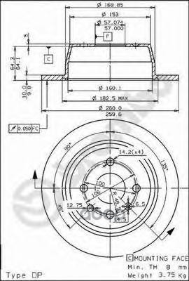 Диск Тормозной Standard | Зад | Brembo арт. 08555910