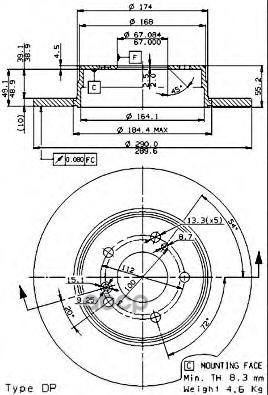 Диск тормозной задн. с УФ покрытием MERCEDES-BENZ C-CLASS (W202) 03/93-05/00 / MERCEDES-BENZ C-CLASS Brembo арт. 08.7211.21