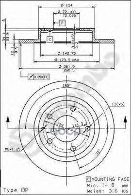 Диск Тормозной Задн Ford Usa: Probe Ii 93-98,  Mazda: 626 Iv 92-97, 626 Iv Hatchback 91-97, 626 V 97-02, 626 V Hatchback 97-0...
