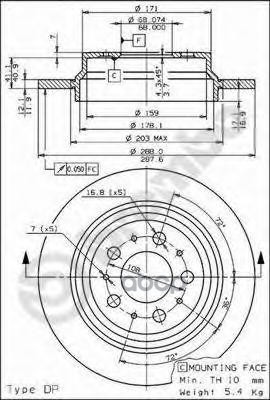 Диск Тормозной Задн Volvo: S60 00-, V70 Xc 00-, Xc70 Cross Country 00- Brembo арт. 08.7765.11