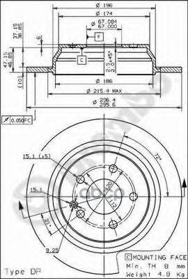 Диск тормозной задн. MERCEDES-BENZ (FJDA) VIANO MPV 01/10-03/16 / MERCEDES-BENZ (FJDA) VITO Bus (W44 Brembo арт. 08.8405.10