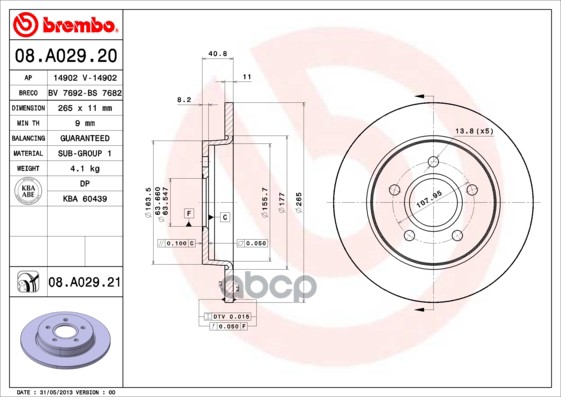 Диск тормозной задн. с УФ покрытием FORD C-MAX (DM2) 02/07-09/10 / FORD FOCUS C-MAX 10/03-03/07 / FO Brembo арт. 08.a029.21