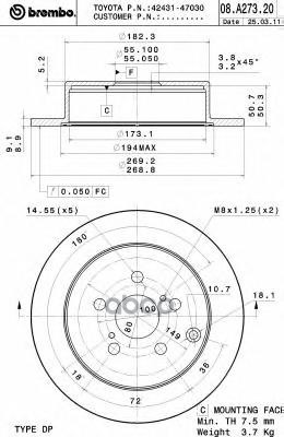 Диск Тормозной Uv Coated | Зад | Brembo арт. 08A27321