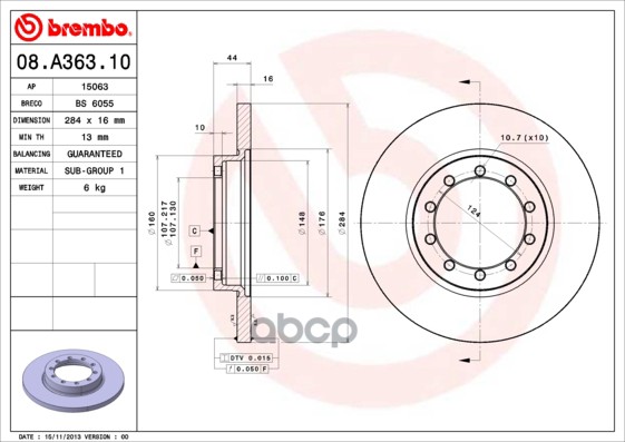 Диск Тормозной Standard | Зад | Brembo арт. 08A36310
