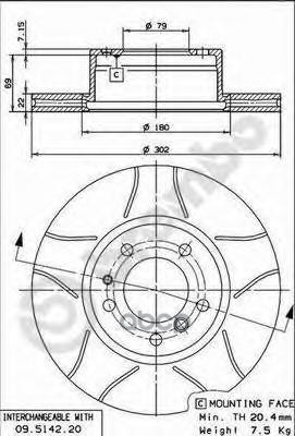 Диск Тормозной Передн Bmw: 5 87-95, 5 Touring 91-97, 7 86-94 Brembo арт. 09.5142.76