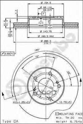 Диск Тормозной Передний Brembo 09.5254.10 Brembo арт. 09.5254.10
