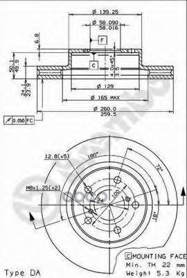 Диск тормозной (Спереди) Subaru Impreza 92-12 / Legacy 89-03 Brembo арт. 09.5673.11