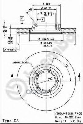 Диск Тормозной Передн Ford: Transit C Бортовой Платформой 94-, Transit Автобус 94-00, Transit Фургон 94-00 Brembo арт. 09.696...
