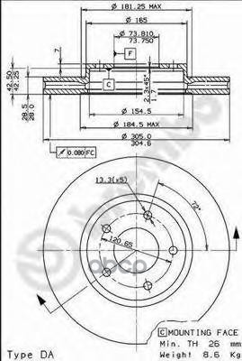 Диск Тормозной Передн Jaguar Xk 8 Coupe (Qev) (03/96-) F / Jaguar Xk 8 Convertible (Qdv) (03/96-) F / Jaguar Xj (Naw, Nbw) (0...