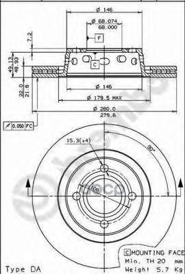 Диск Тормозной, Audi 80 (8C2, B4) 09/91-07/95 / Audi 80 Avant (8C5, B4) 09/91-01/96 / Audi Cabriolet (8G7, B4) 05/91-08/00 / ...