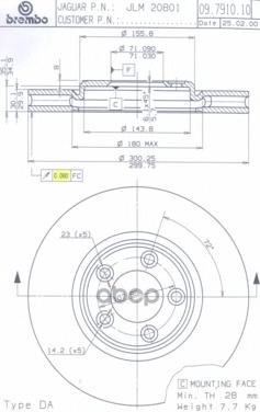 Диск Тормозной Uv Coated | Перед | Brembo арт. 09791011