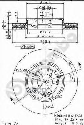 Диск Тормозной Uv Coated | Перед | Brembo арт. 09841111