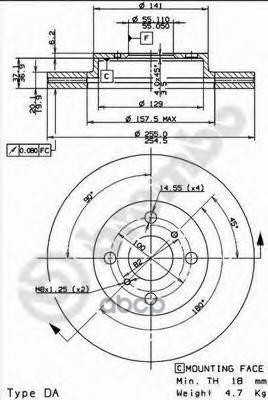Диск Тормозной Standard | Перед | Brembo арт. 09854510