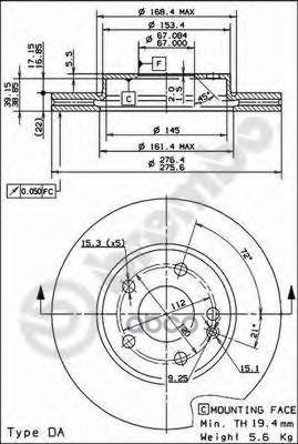 Диск Тормозной Передн Mercedes-Benz B-Class (W245) (03/05-) F / Mercedes-Benz A-Class (W169) (09/04-) F Brembo арт. 09.8680.11